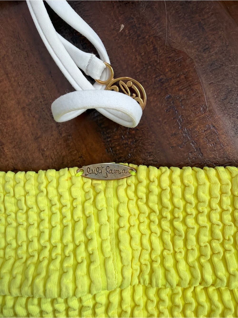 Luli Fama White & Neon Yellow Textured Bikini Set - Picture 3 of 4